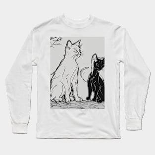 Kittens Shadow Silhouette Anime Style Collection No. 41 Long Sleeve T-Shirt